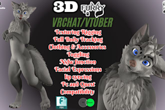 create 3d custom vrchat,vrc avatar, furry vr avatar, vr character
