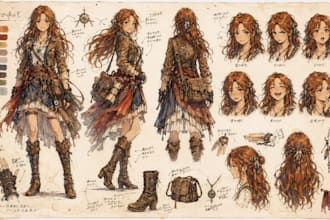 draw anime character sheet expression sheet and character reference