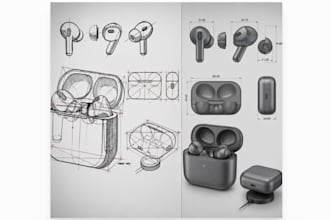 design 3d cad tws wireless earbud and charging case with complete tech pack