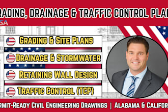 grading, drainage and traffic control plan retaining wall in alabama california