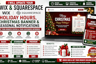 update wix squarespace holiday hours banner fix christmas seasonal notification