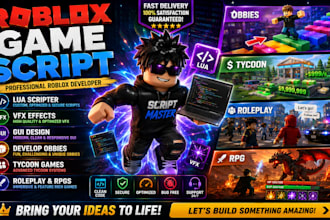 roblox game script, lua scripter, vfz, gui, develop obbies, tycoon roleplay rpgs
