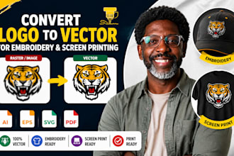 convert logo to vector for embroidery, screen printing ai eps svg