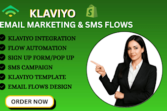 create klaviyo email flows, SMS automation, and pop up forms for shopify stores