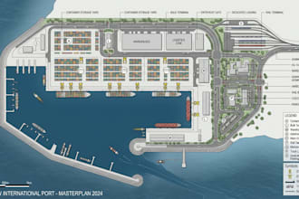design waterfront master plans, marina layouts, harbor and port site plans