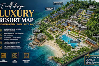 design luxury resort map, resort property map, resort guide map hotel resort map