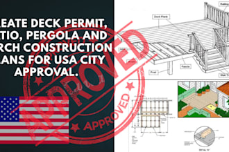 deck permit, patio, pergola and porch construction plans for USA city approval