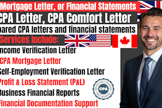 prepare CPA letter CPA comfort letter CPA mortgage letter, financial statements