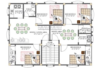design modern 2d floor plans for house, apartment,