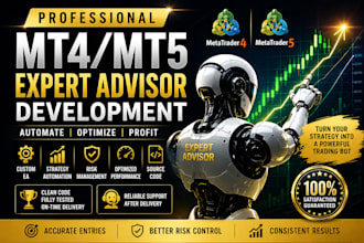 develop mt4 mt5 expert advisor, trading bot, mql4 mql5 eas