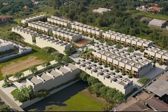 design residential masterplan townhouse community urban planning 3d aerial rende