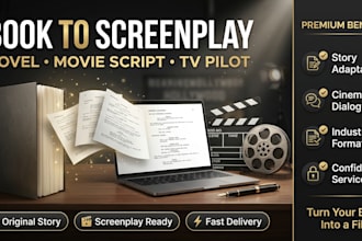 adapt book to screenplay novel to script movie adaptation and TV pilot writing