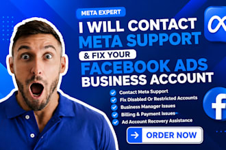 contact facebook support and fix meta ads business account