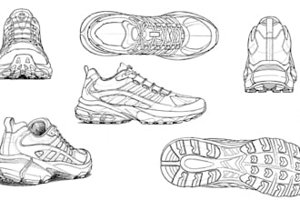 provide custom footwear sneakers sketch, gen z sneakers, simple, front view