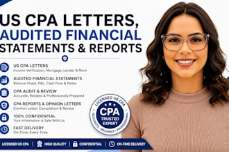 prepare and sign US CPA letter, audit financial CPA, financial statement