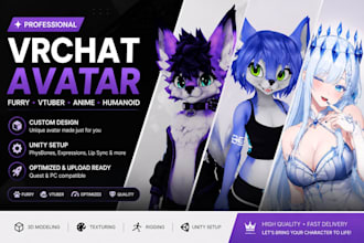 create a custom vrchat furry avatar vtuber model unity setup avatar optimization