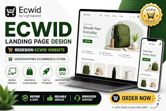 ecwid landing page design redesign ecwid website dropshipping ecommerce store