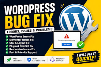 fix wordpress bugs, errors, issues and website problems