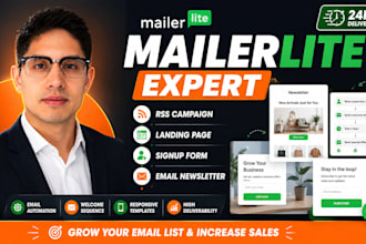 do mailerlite RSS campaign, landing page, signup form, email newsletter design