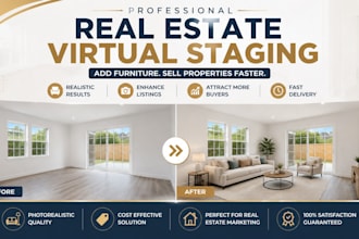 do real estate virtual staging and add furniture home digital staging services