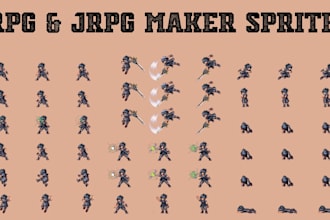 create custom jrpg pixel art sprites and rpg maker character sprite sheets