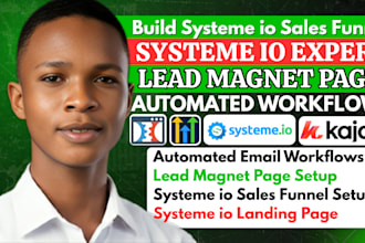build systeme io sales funnel, landing page, lead magnet, automated workflows