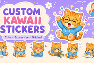 design custom kawaii stickers, emojis and reaction sticker packs