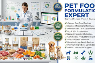 do pet or dog food formulation recipes for product development