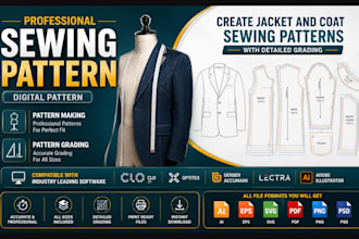 create custom sewing patterns and grading for apparel production