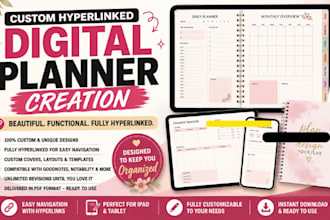 design hyperlinked planner etsy digital planner template calender journal design