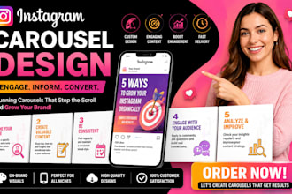 create engaging modern carousel post design for instagram linkedin facebook ads