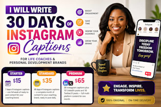 write 30 days of instagram captions for life coaches and brands