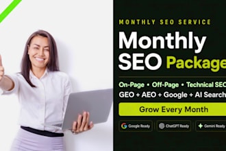 do complete monthly SEO service for google 1st page ranking