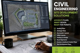 do civil engineering site plans, grading, stormwater drainage, and utility plans