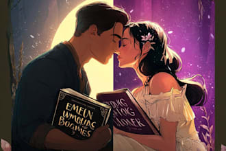 do fantasy romance character couple art for you