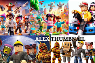 design eye catching roblox youtube thumbnail, roblox gfx and gaming thumbnail