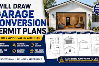 draw fl, texas garage conversion permit plan for city approval in autocad
