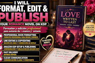 format, edit publish your romance novel on KDP formateo y edición