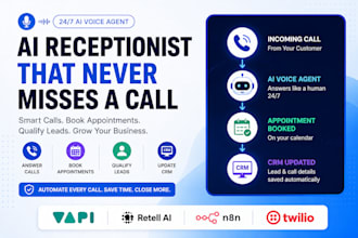 create ai receptionist using retell ai, vapi ai, n8n and twilio ai calling agent