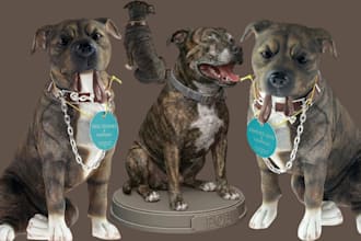 custom 3d dog model convert dog photos to 3d german shepherd dog, golden retriev