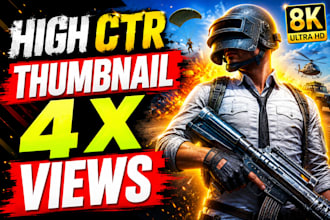 design eye catching gaming youtube thumbnail for high CTR
