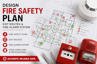 design fire safety plan, exit routes and fire alarm system