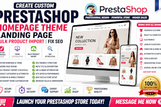 create custom prestashop homepage theme landing page bulk product import SEO fix