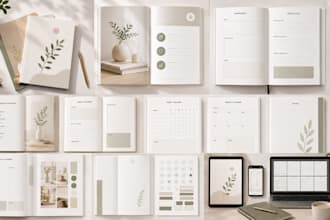 esign minimalist workbook, planner and canva journal