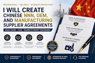 create chinese nnn, oem, and manufacturing china supplier agreements