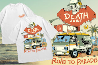 design retro surf t shirts for your summer streetwear brand