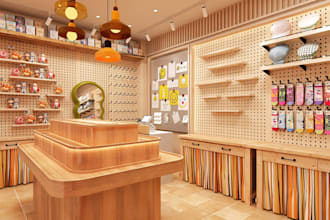 create realistic 3d retail store, boutique, supermarket, and showroom design