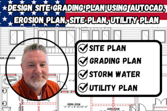 design site grading plan using autocad, erosion plan, site plan, utility plan