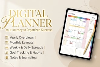 design custom digital planner or daily journal