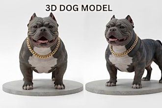 create custom realistic 3d dog model pet sculpt animal character stl 3d printing
